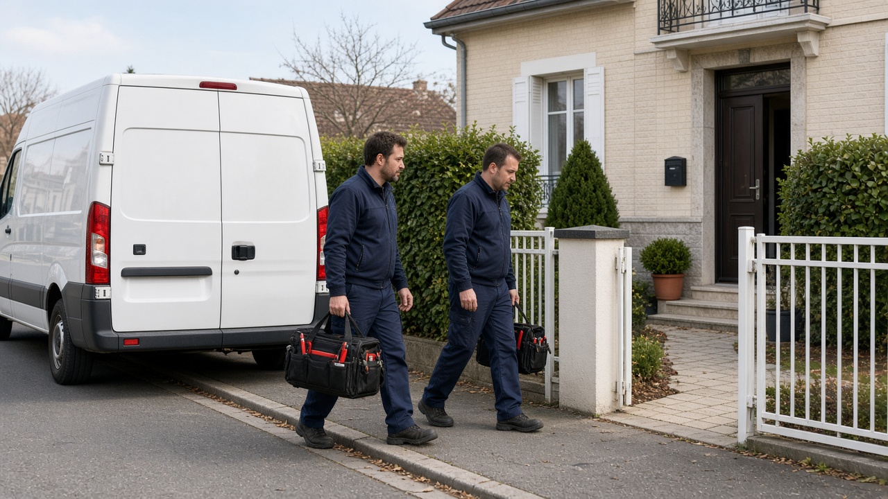 Équipe Maison PAC devant une maison.